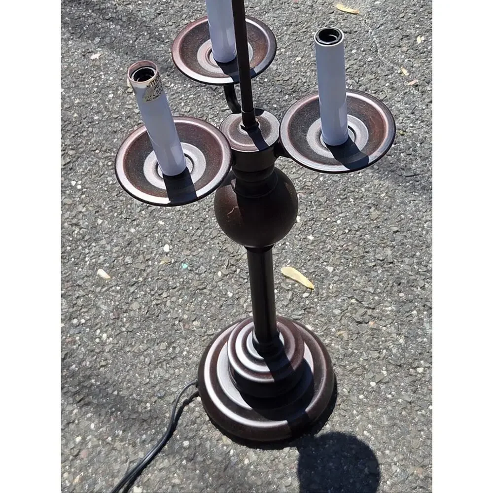 3-Arm Vintage-Style Table Lamp in Dark Bronze 20 In Tall